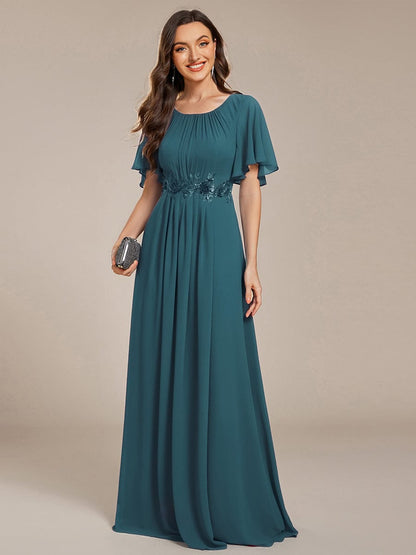 ever ASPYN|Pleated Applique Maxi Bridesmaid Dress