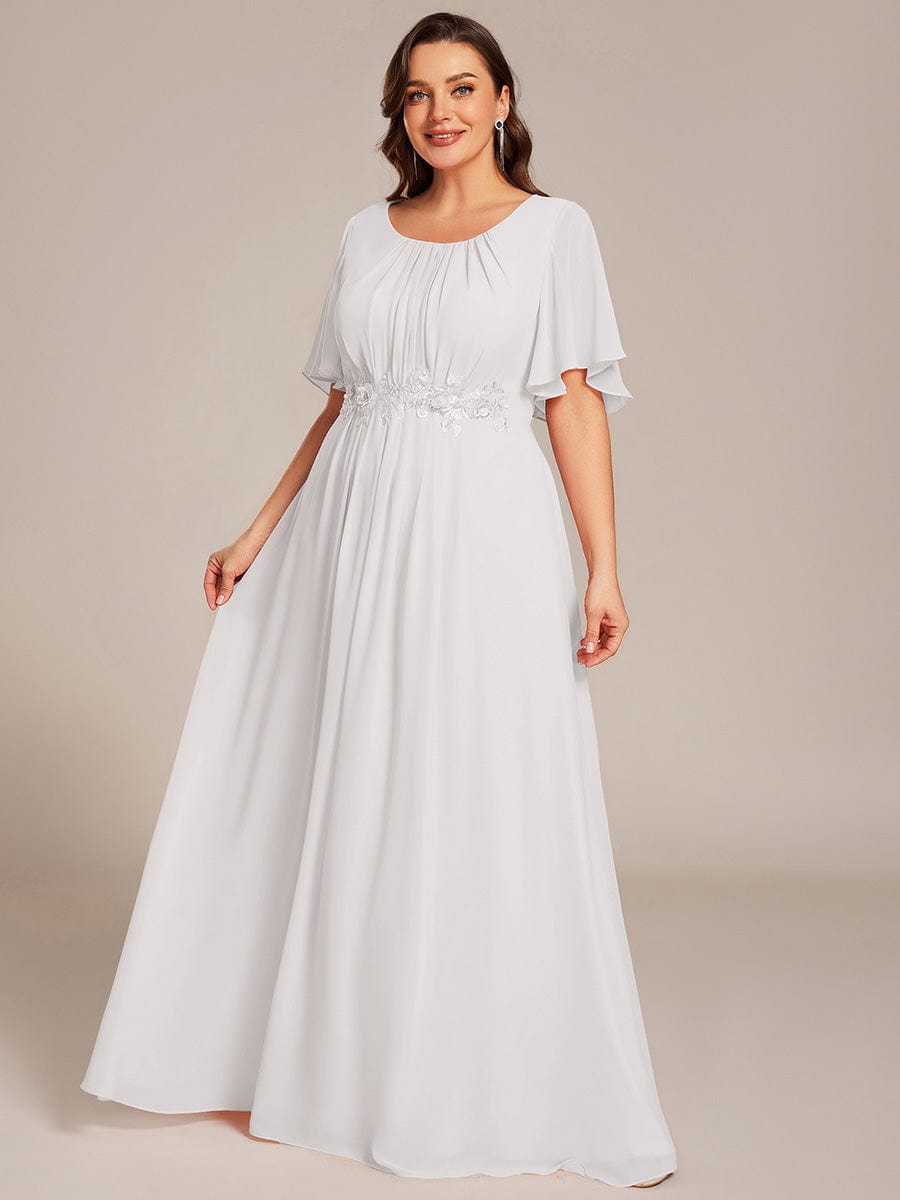 ever ASPYN|Pleated Applique Maxi Bridesmaid Dress