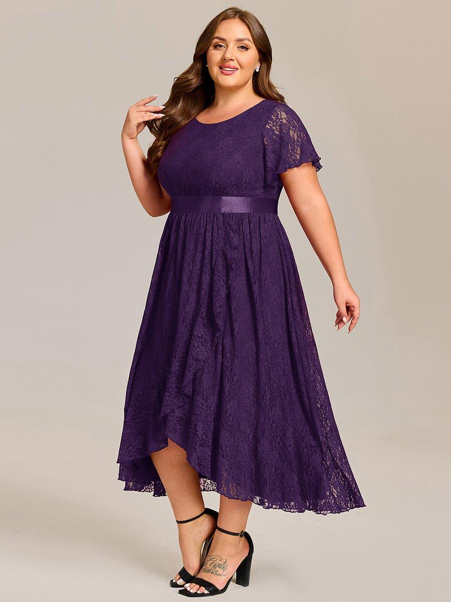 pretty SEVYN|Plus Size Ruffled Sleeve Empire Waist Lace Wedding Guest Dress