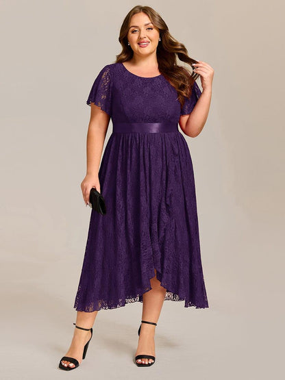 ever SEVYN|Ruffled Sleeve Empire Waist Lace Wedding Guest Dress