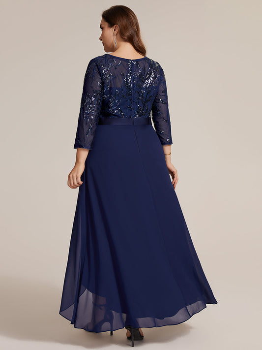 Plus Size See-through Sequins Evening Dress
