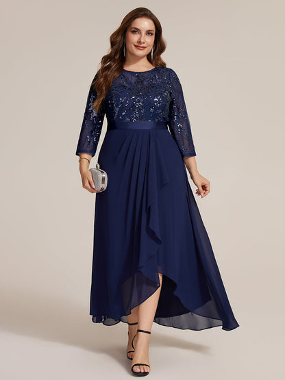 Plus Size See-through Sequins Evening Dress