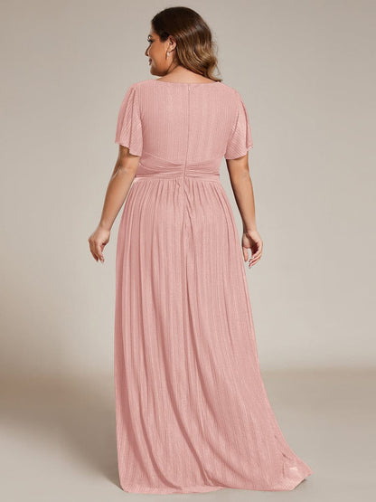 ever DAPHNE|V-Neck Glittery Short Sleeves Formal Evening Dress with Empire Waist