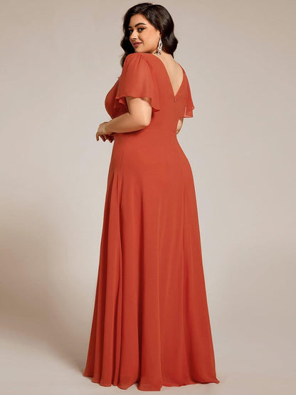 pretty LAYLAH|Plus Size Pleated A-Line Shiny Belt Chiffon Formal Evening Dress