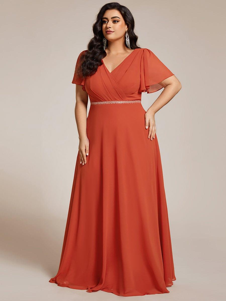 pretty LAYLAH|Plus Size Pleated A-Line Shiny Belt Chiffon Formal Evening Dress