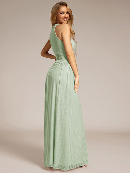 ever EVERLAINE|Halter Neck Pleated Glittery Formal Evening Dress with Empire Waist