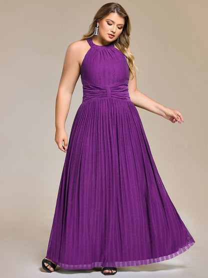 ever EVERLAINE|Halter Neck Pleated Glittery Formal Evening Dress with Empire Waist