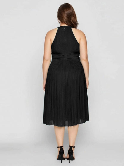ever VAYLA|Glittery Sleeveless A-Line Midi Dress
