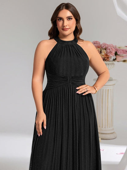 ever VAYLA|Glittery Sleeveless A-Line Midi Dress