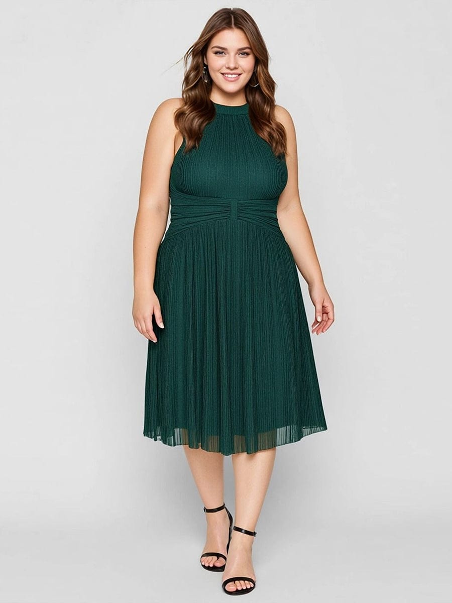 ever VAYLA|Glittery Sleeveless A-Line Midi Dress