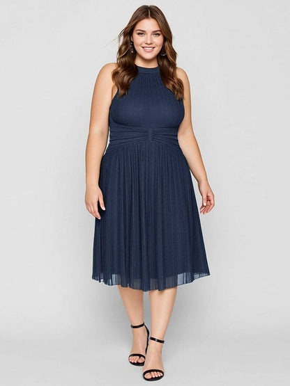 ever VAYLA|Glittery Sleeveless A-Line Midi Dress