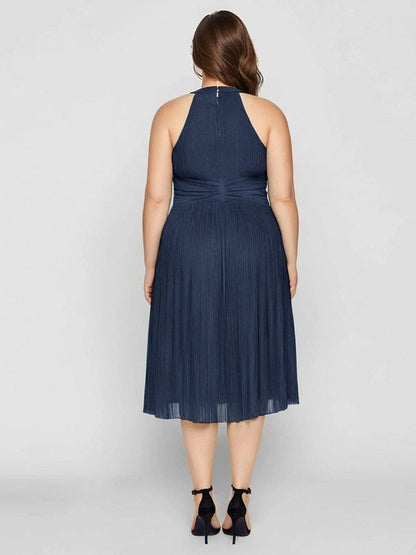 ever VAYLA|Glittery Sleeveless A-Line Midi Dress