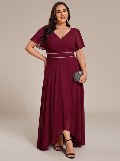 ever DAKOTA|Double V-Neck Waist Trimmed Chiffon Mother of the Bride Dress