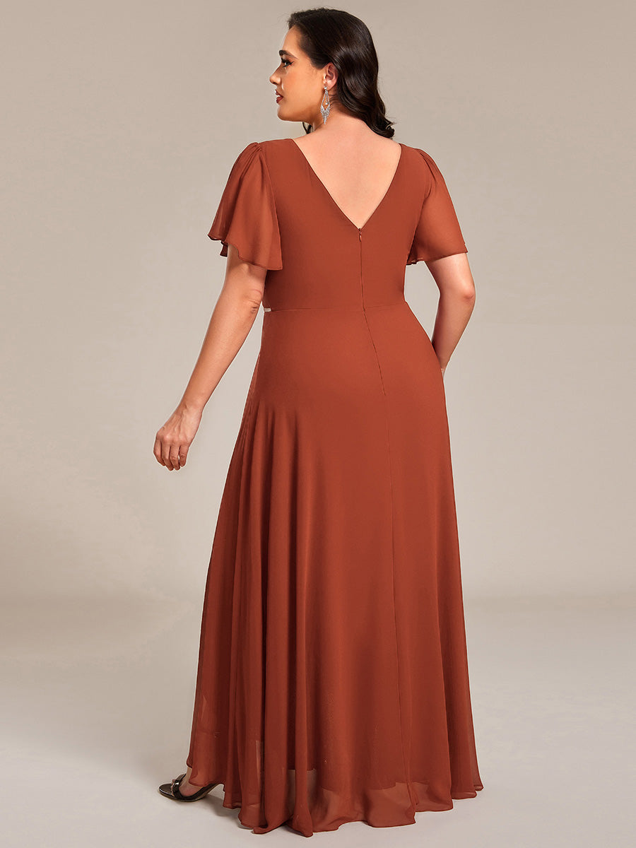 ever DAKOTA|Double V-Neck Waist Trimmed Chiffon Mother of the Bride Dress