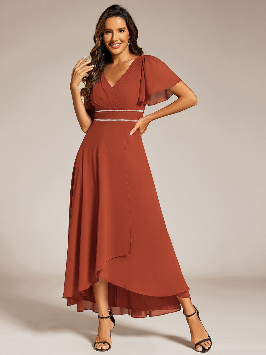 ever DAKOTA|Double V-Neck Waist Trimmed Chiffon Mother of the Bride Dress
