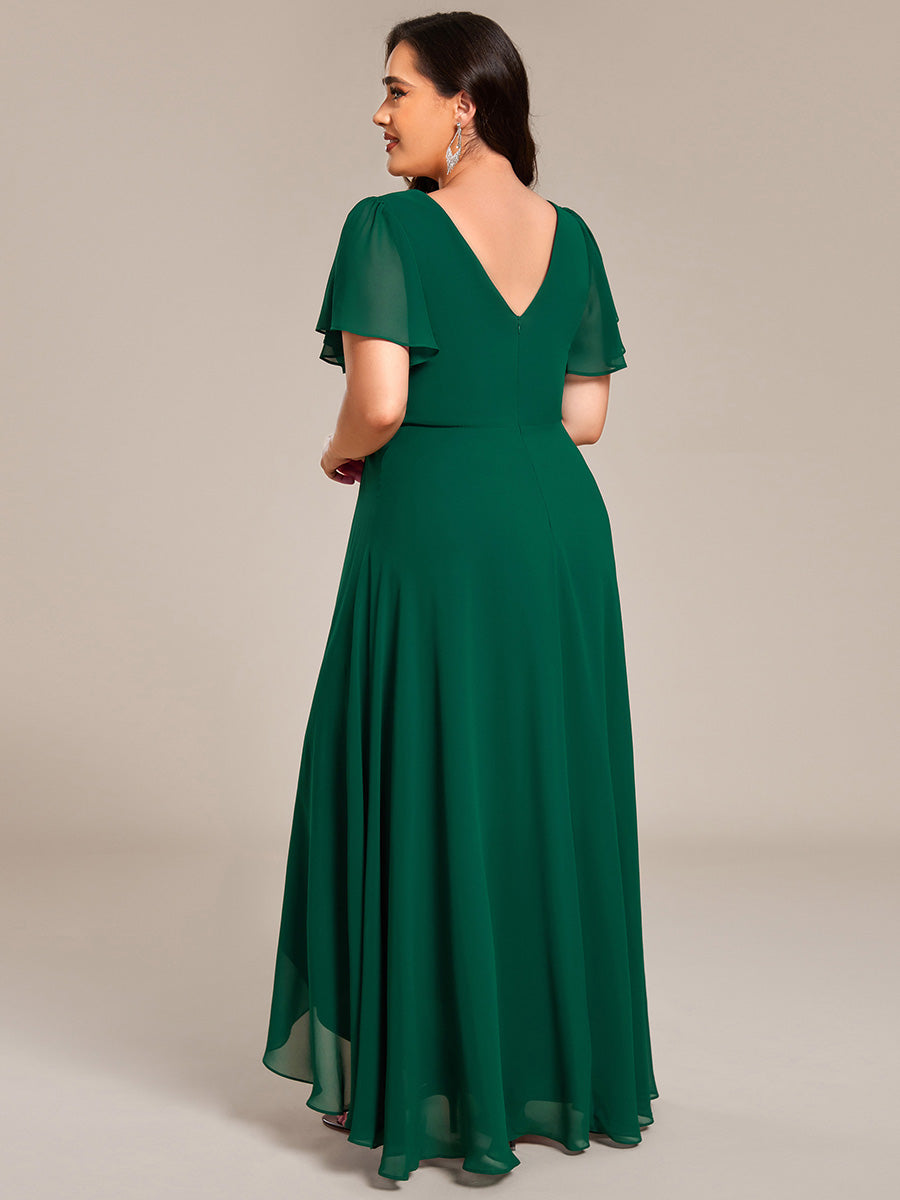 pretty DAKOTA|Plus Size V-Neck Rhinestone Waist Chiffon Maxi Formal Evening Dress
