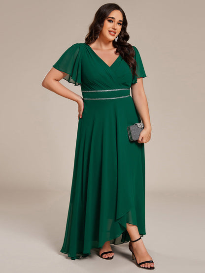 ever DAKOTA|Double V-Neck Waist Trimmed Chiffon Mother of the Bride Dress