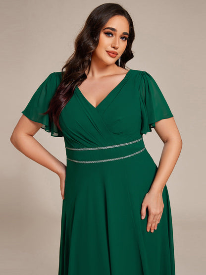 ever DAKOTA|Double V-Neck Waist Trimmed Chiffon Mother of the Bride Dress