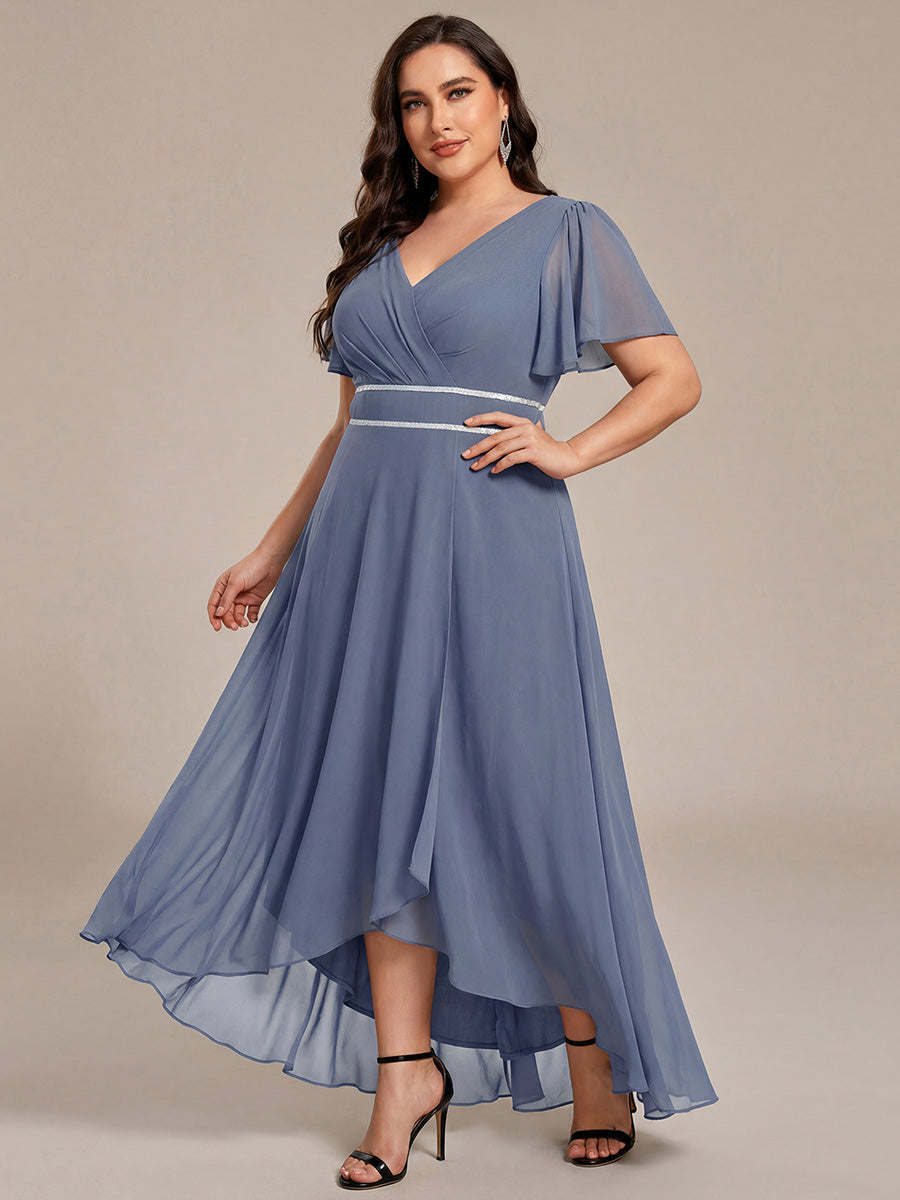 ever DAKOTA|Double V-Neck Waist Trimmed Chiffon Mother of the Bride Dress