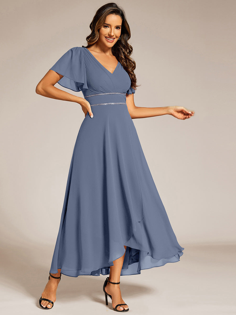 ever DAKOTA|Double V-Neck Waist Trimmed Chiffon Mother of the Bride Dress