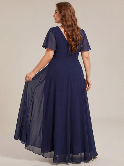 pretty DAKOTA|Plus Size V-Neck Rhinestone Waist Chiffon Maxi Formal Evening Dress