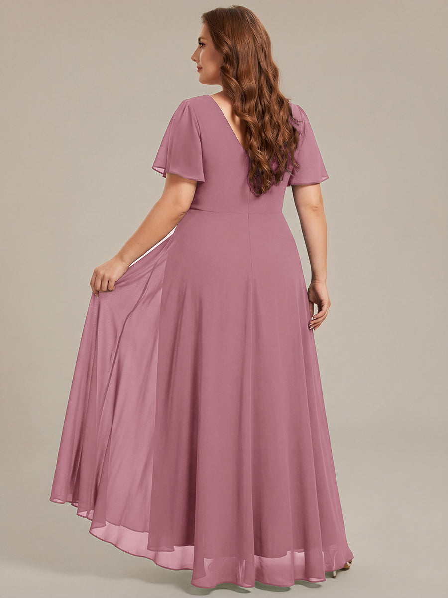 ever DAKOTA|Double V-Neck Waist Trimmed Chiffon Mother of the Bride Dress