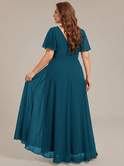 ever DAKOTA|Double V-Neck Waist Trimmed Chiffon Formal Evening Dress