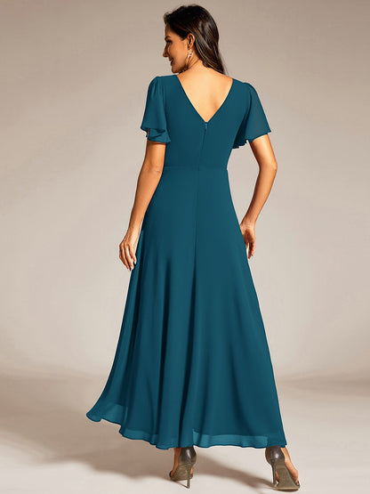 ever DAKOTA|Double V-Neck Waist Trimmed Chiffon Mother of the Bride Dress