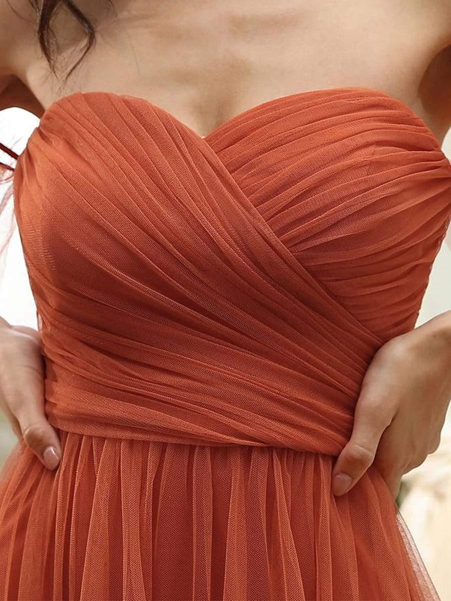 ever LUCIE|Off-Shoulder Sweetheart Double Layer Pleated Bridesmaid Dress