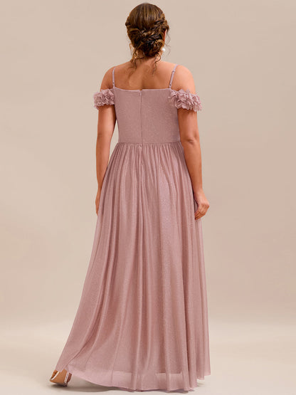 ever AYLANI|Sparkling V-Neck Floral Cold-Shoulder Evening Dress with Pleated