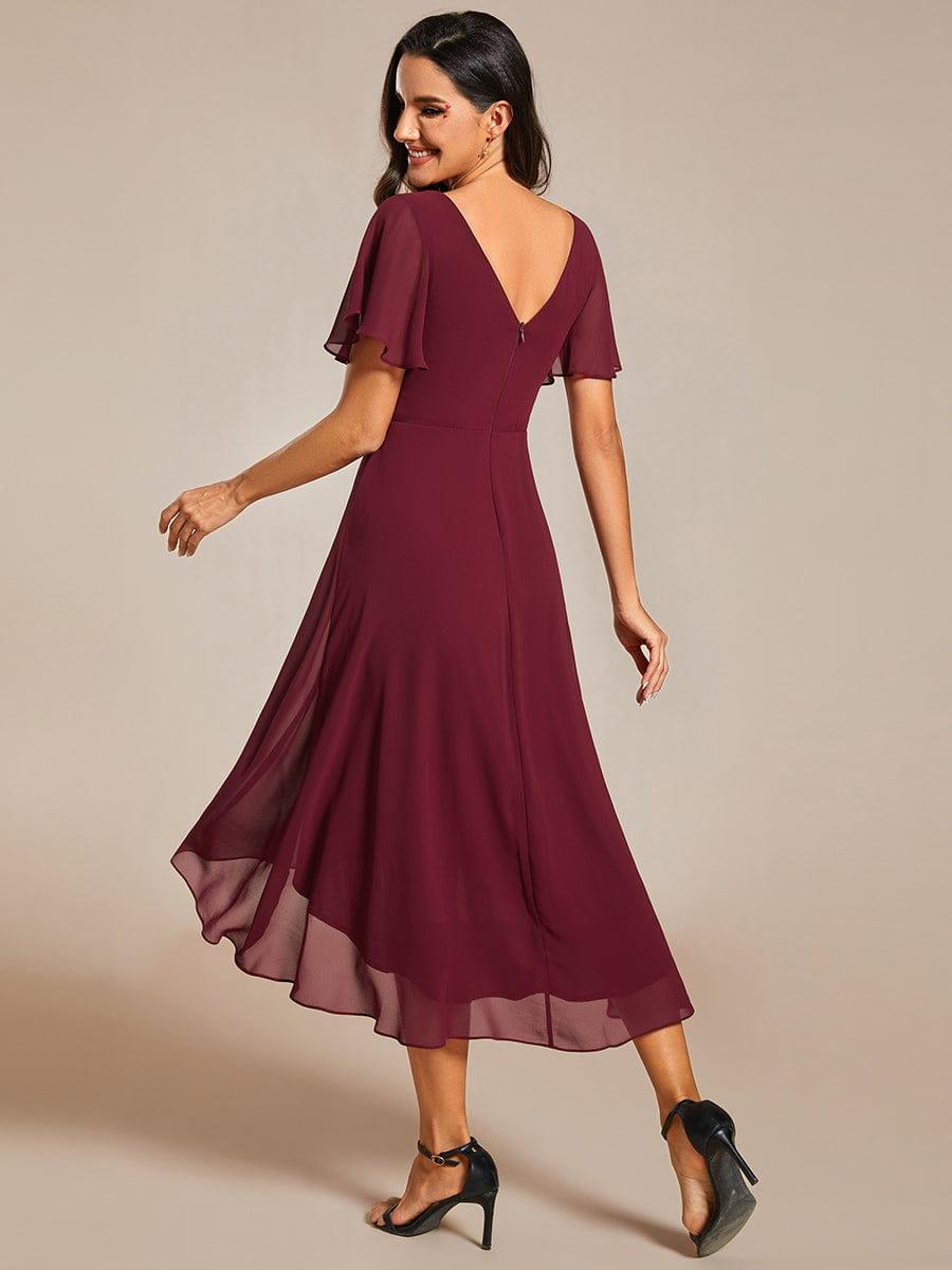 ever FAYE|Plus Size V-Neck Pleated Chiffon Midi Wedding Guest Dress