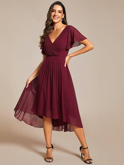 ever FAYE|Plus Size Pleated Midi Ruffles Sleeve Chiffon Bridesmaid Dress