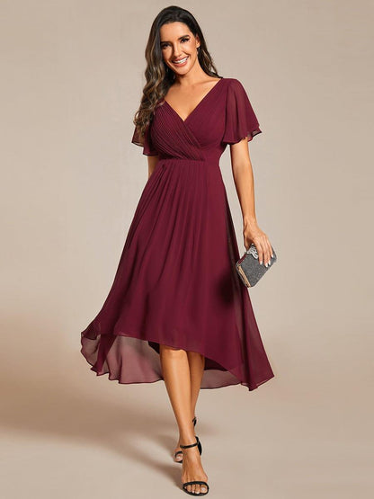 ever FAYE|Plus Size Pleated Midi Ruffles Sleeve Chiffon Bridesmaid Dress