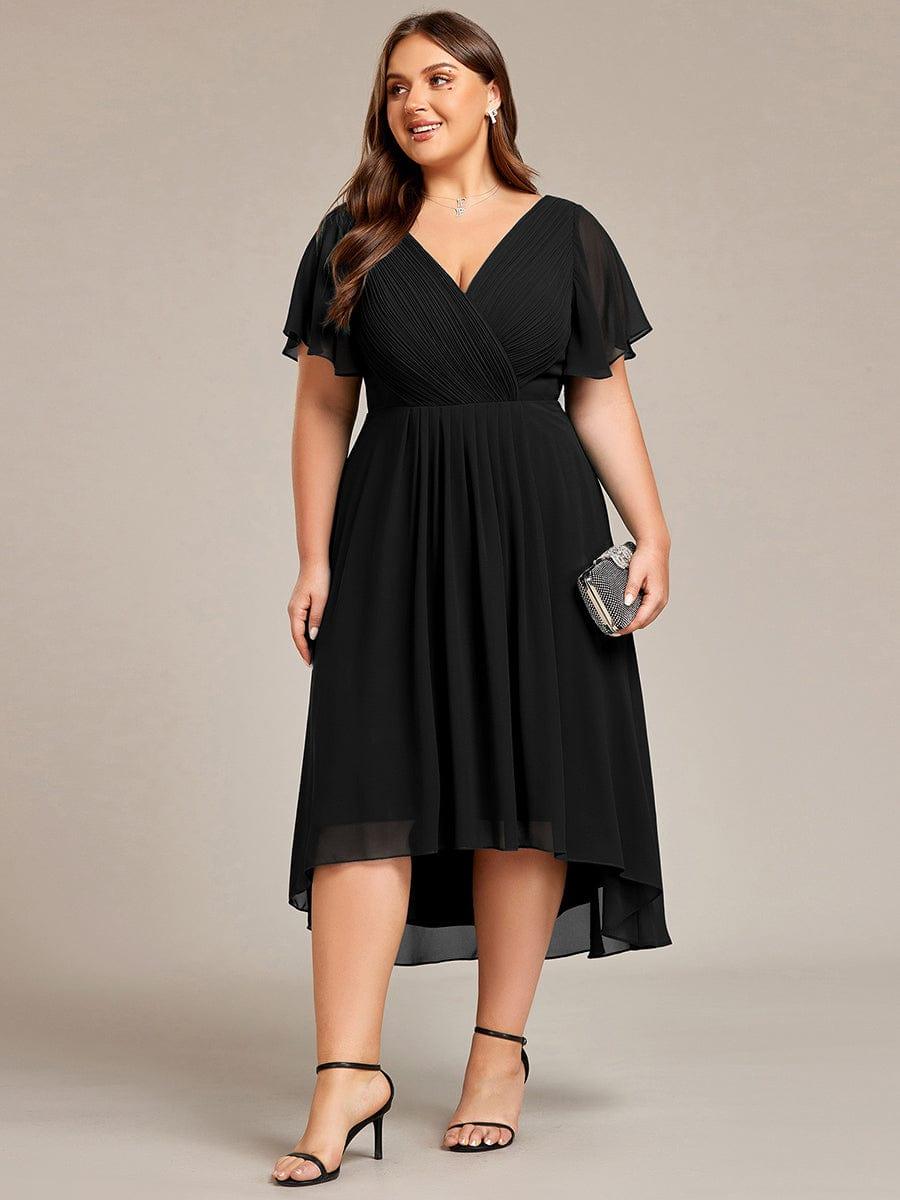 ever FAYE|Plus Size Pleated Midi Ruffles Sleeve Chiffon Bridesmaid Dress