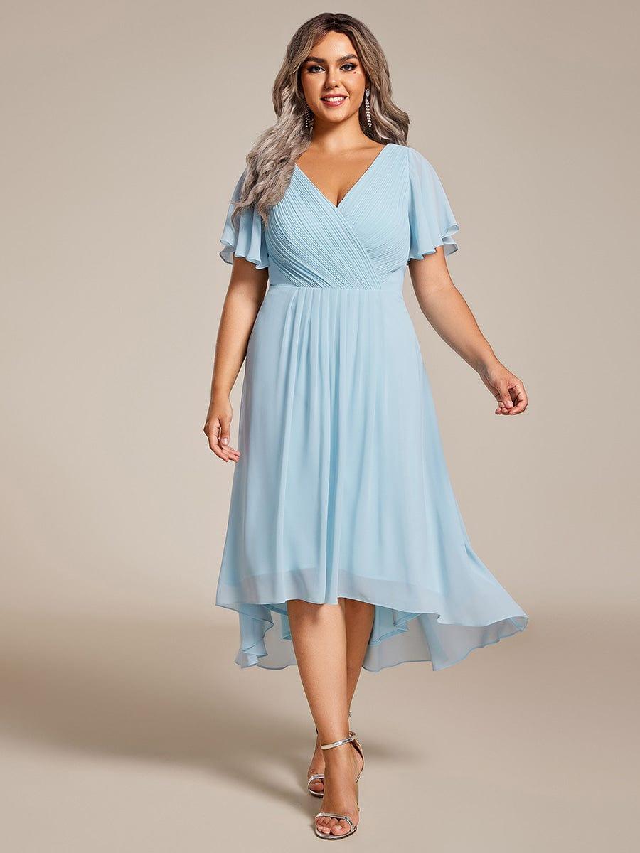 ever FAYE|Plus Size Pleated Midi Ruffles Sleeve Chiffon Bridesmaid Dress