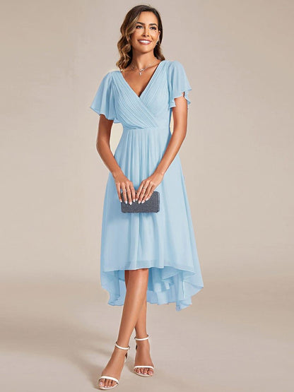 ever FAYE|Plus Size Pleated Midi Ruffles Sleeve Chiffon Bridesmaid Dress