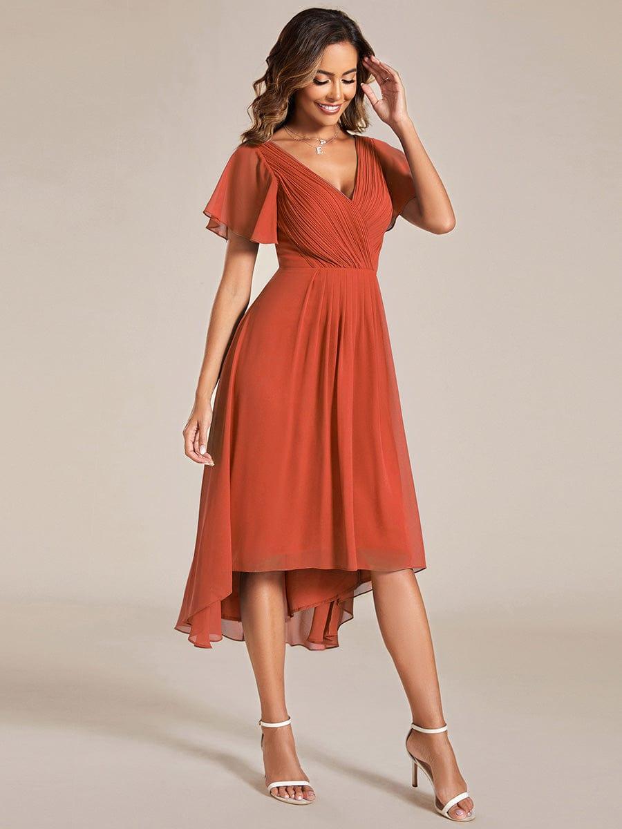ever FAYE|Plus Size Pleated Midi Ruffles Sleeve Chiffon Bridesmaid Dress