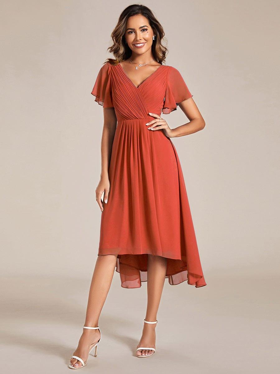 ever FAYE|Plus Size Pleated Midi Ruffles Sleeve Chiffon Bridesmaid Dress