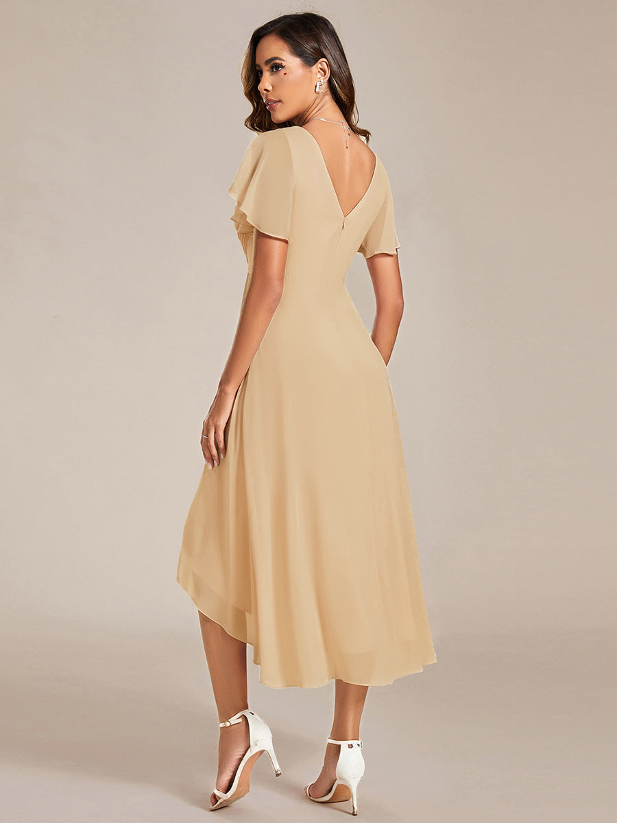 ever FAYE|Plus Size Pleated Midi Ruffles Sleeve Chiffon Bridesmaid Dress