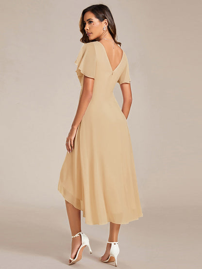 ever FAYE|Plus Size Pleated Midi Ruffles Sleeve Chiffon Bridesmaid Dress
