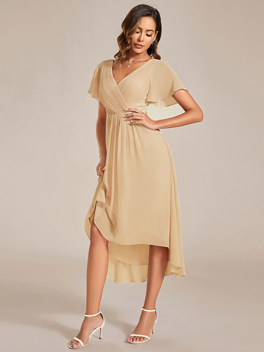 ever FAYE|Plus Size Pleated Midi Ruffles Sleeve Chiffon Bridesmaid Dress