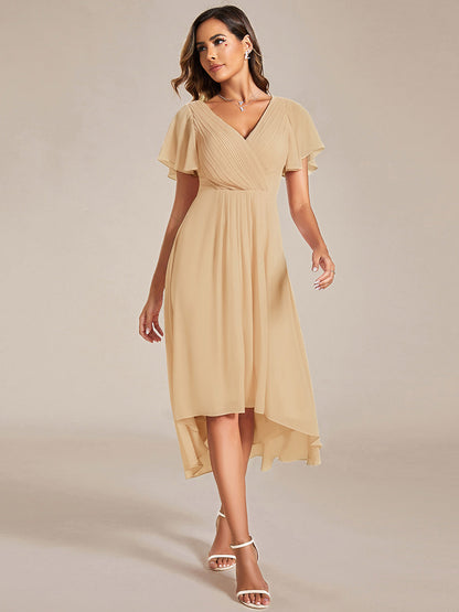 ever FAYE|Plus Size Pleated Midi Ruffles Sleeve Chiffon Bridesmaid Dress