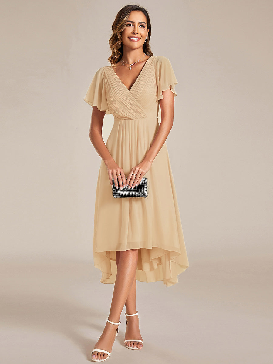 ever FAYE|Plus Size Pleated Midi Ruffles Sleeve Chiffon Bridesmaid Dress