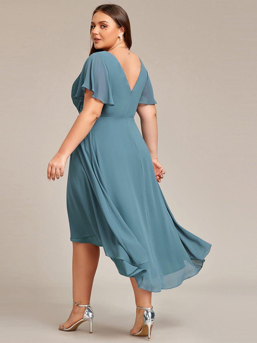 ever FAYE|Plus Size Pleated Midi Ruffles Sleeve Chiffon Bridesmaid Dress