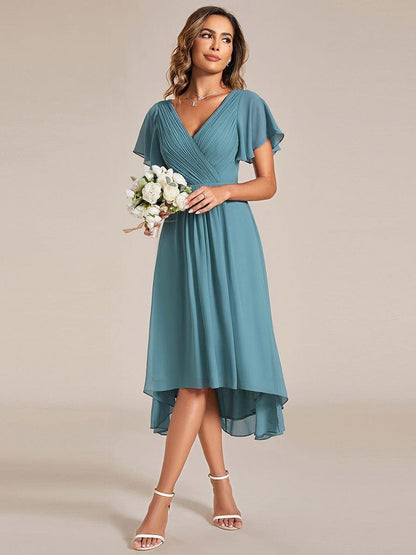 ever FAYE|Plus Size Pleated Midi Ruffles Sleeve Chiffon Bridesmaid Dress
