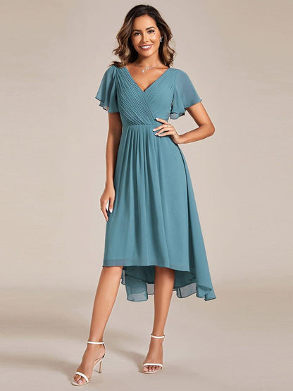 ever FAYE|Plus Size Pleated Midi Ruffles Sleeve Chiffon Bridesmaid Dress