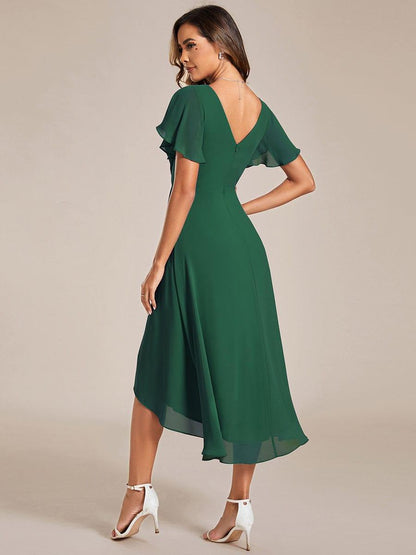 ever FAYE|Plus Size Pleated Midi Ruffles Sleeve Chiffon Bridesmaid Dress