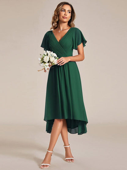 ever FAYE|Plus Size Pleated Midi Ruffles Sleeve Chiffon Bridesmaid Dress