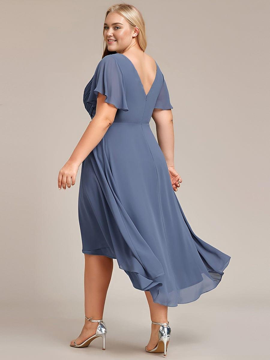 ever FAYE|Plus Size Pleated Midi Ruffles Sleeve Chiffon Bridesmaid Dress