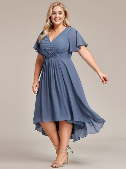 ever FAYE|Plus Size V-Neck Pleated Chiffon Midi Wedding Guest Dress